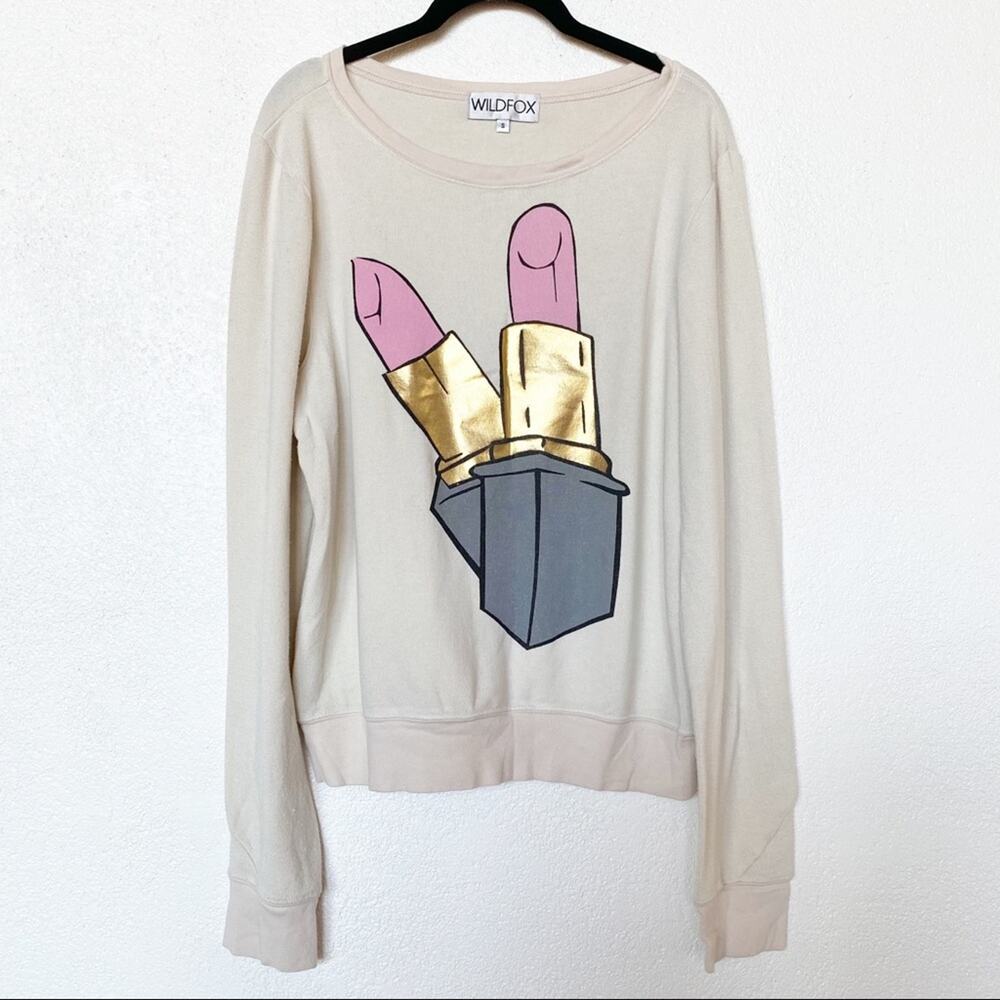 Wildfox Brigitte Lipstick Baggy Beach Sweatshirt Size Small - Picture 2 of 12